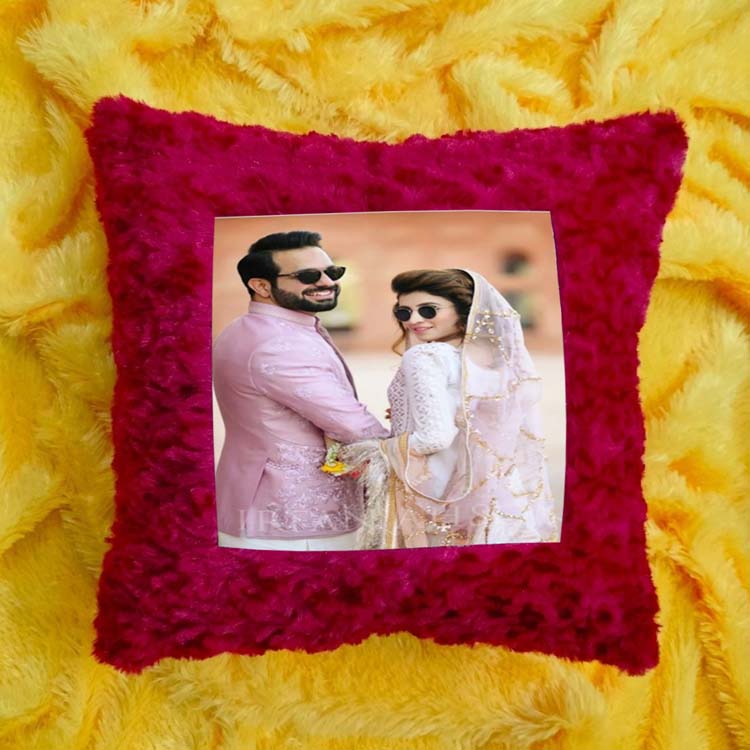 Personalised Rose velvet Pillow with Photo (16x16inches) 