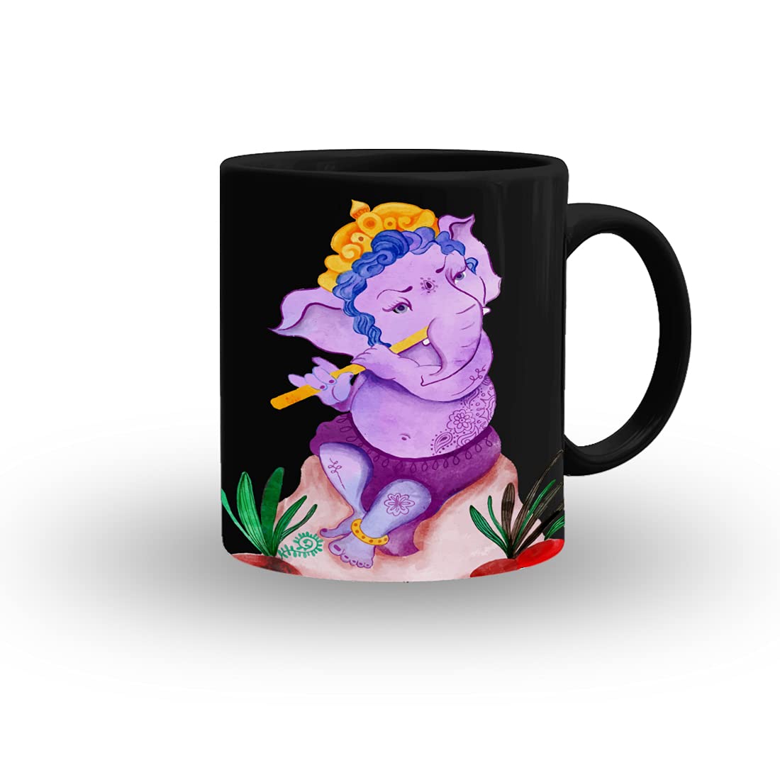 Printed Coffee Mug for Ganesh Chaturthi Customize Coffee Mug Black Color Glossy Finishing Ceramic Mug