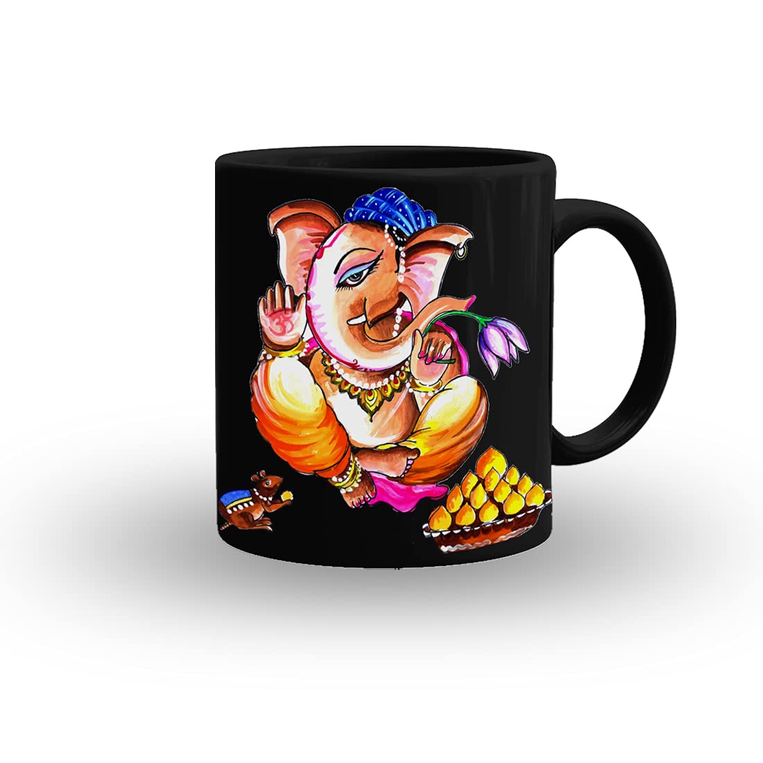 Black Coffee Mug for Ganesh Chaturthi Glossy Finishing Ceramic Mug