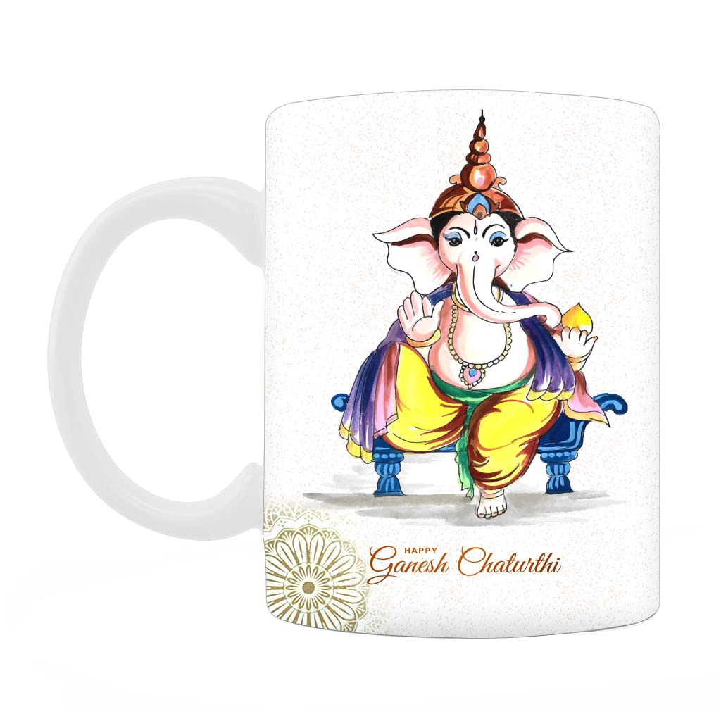 Happy Ganesh Chaturthi Coffee Mug Ganesa Gift Items Ganpati Idol Gifts Ganesh Chaturthi Gifts Printed Ceramic Coffee Mug 