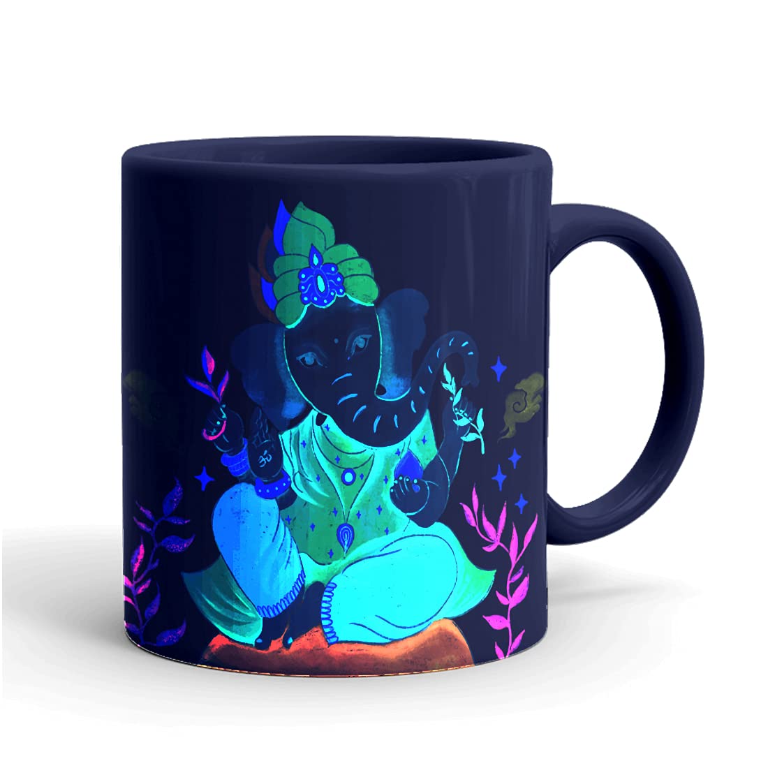 Coffee Mug for Ganesh Chaturthi Customize Coffee Mug Blue Color Glossy Finishing Ceramic Mug 348 ML