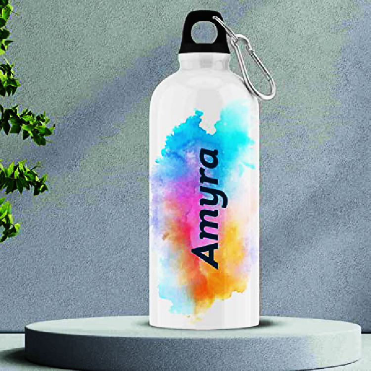 Personalised Sipper/Water Bottle Aluminium 600 ML - Best Happy Birthday Gift for Kids, Name - Amyra