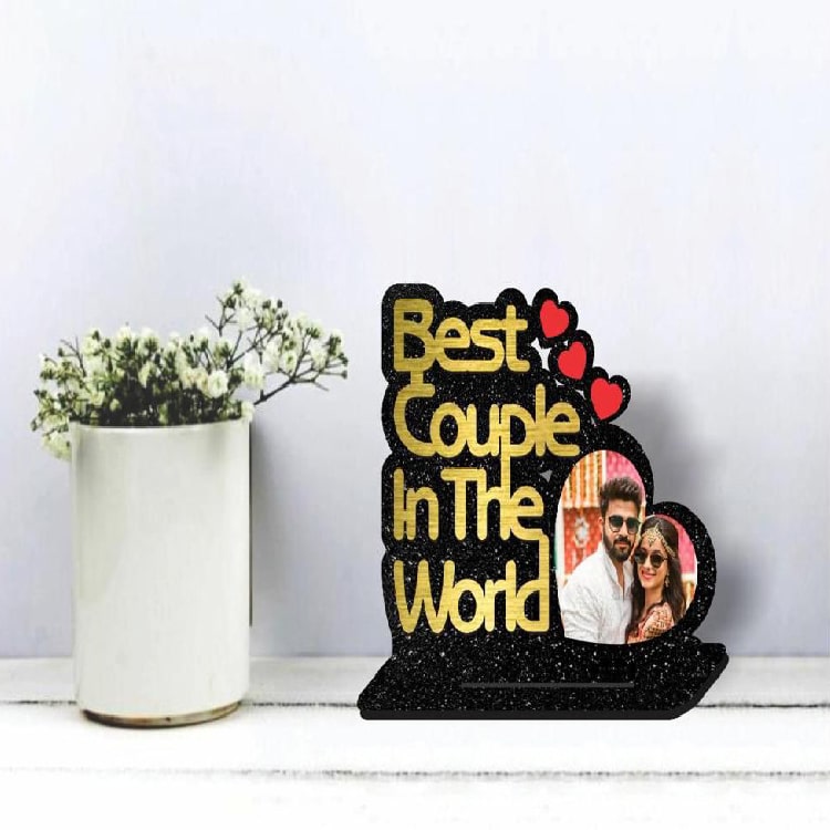 Best Cupel In The World Sparkle Wooden Love Frame Personalized With Your Photo & Text