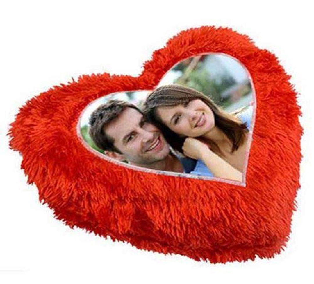  Heart Shape Fur Pillow Personalized with Your Photos and Messages / Couple / Valentine Day