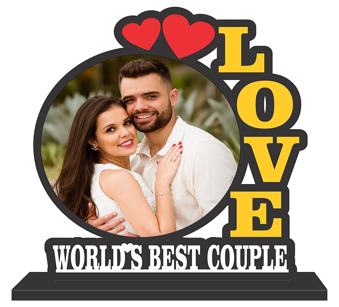 Photo Frame Worlds Best Couple Love Photo frame Tabletop Stand special wooden gift 