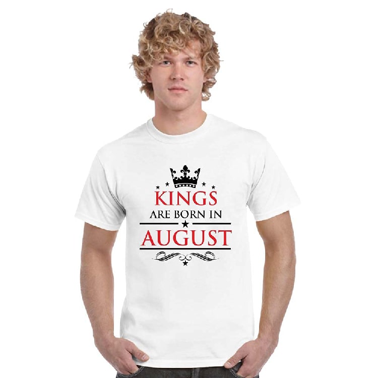 Personalized Printed Kings are Born in August Birthday Printed Dry-Fit Men's T-Shirt White