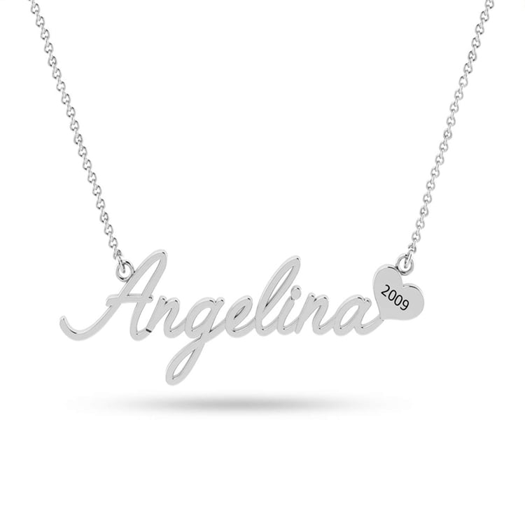 Personalized Name Year Heart Engraved Graduation Necklace for Teen Women