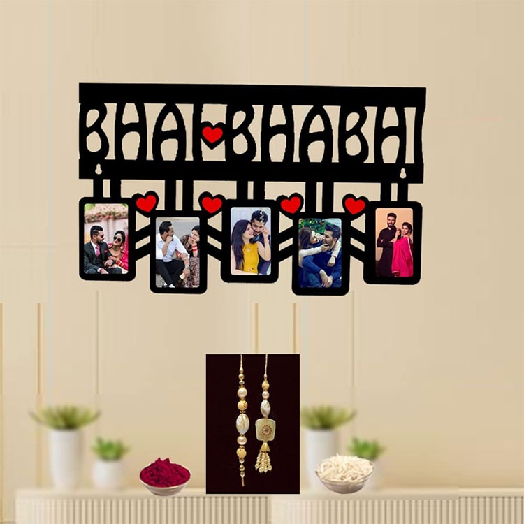 Worlds Best Bhai Bhabhi Wooden Wall Photo Frame 15 X 9 in | Raksha Bandhan Anniversary Gift for Bhaiya Bhabhi 