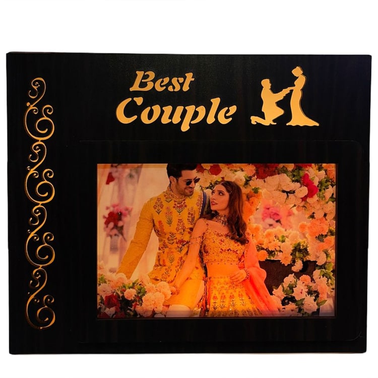 Personalized Best Couple  Triangle Wooden Frame Gift Led Lamp Photo Frame 