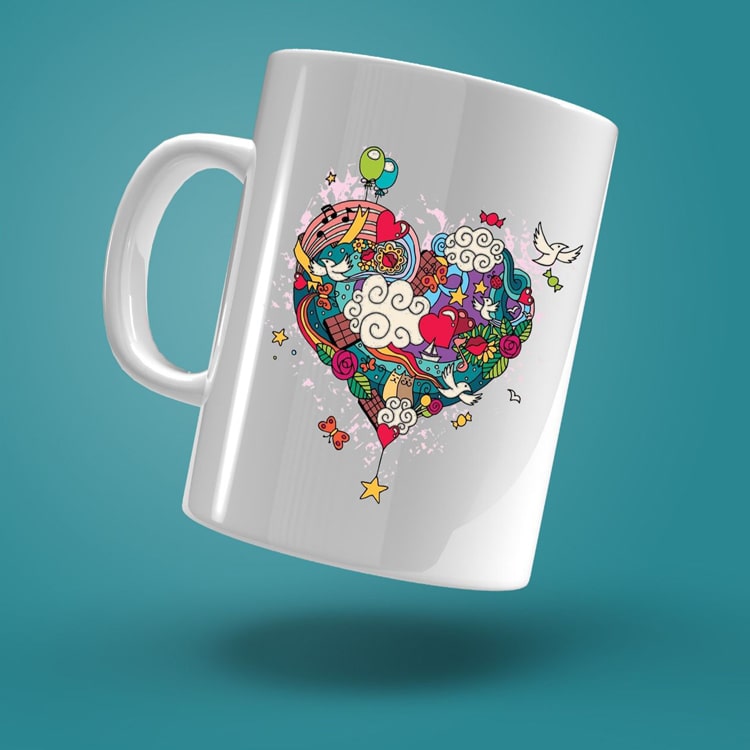 Personalized Love Simbel Heart Printed White coffee Mug 325 ml