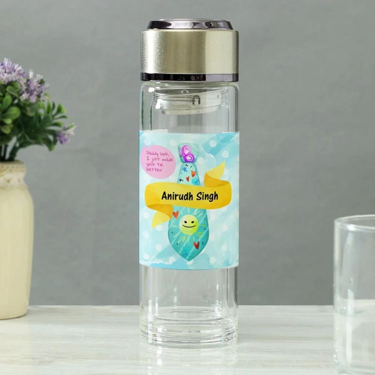 Personalized Glass Bottle, Water Beverage Juice Milk Fridge Bottle, 600 ml