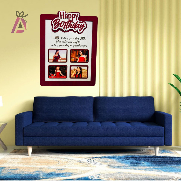 Personalizes Happy Birthday 4 Photo Frame Best Gifts For Friend, Brother, Sister,