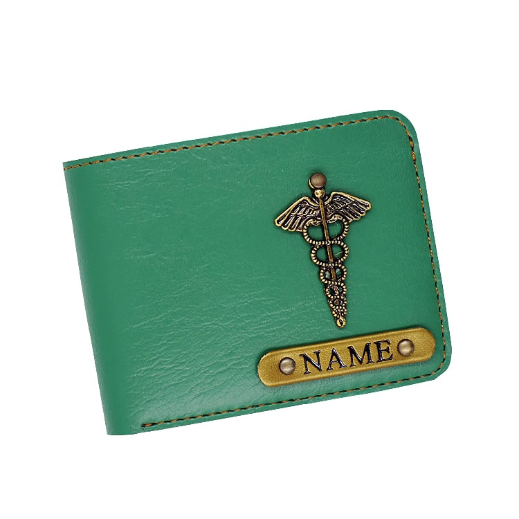 Green Men's Wallet 2 Faux Leather Personalized Wallet