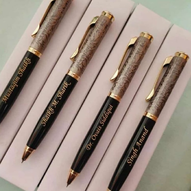 Matte Gold Black Ball Pen for Gifting on any occasion with name engraved on Pen For Gifting