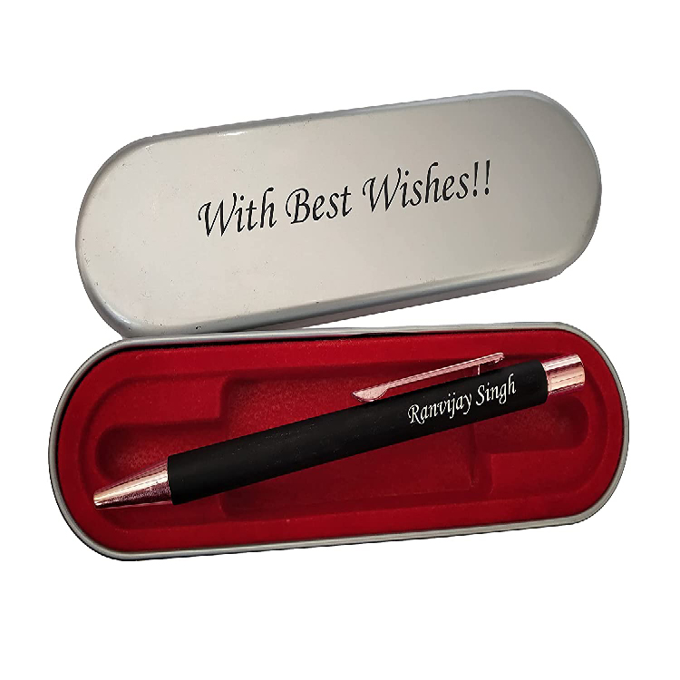  Personalized Black pen with name and metal case with message for any special occasion.