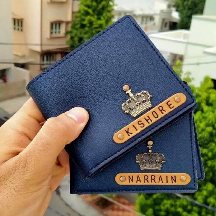 Personalized Men's Wallet with Name (Blue)