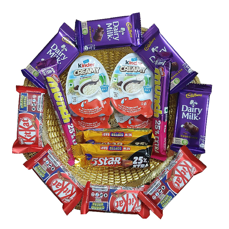  Chocolate Gift Hamper - Dairy Milk, 5 Star, Nestle Kit Kat, Munch & Kinder Creamy Gift Hamper for Diwali